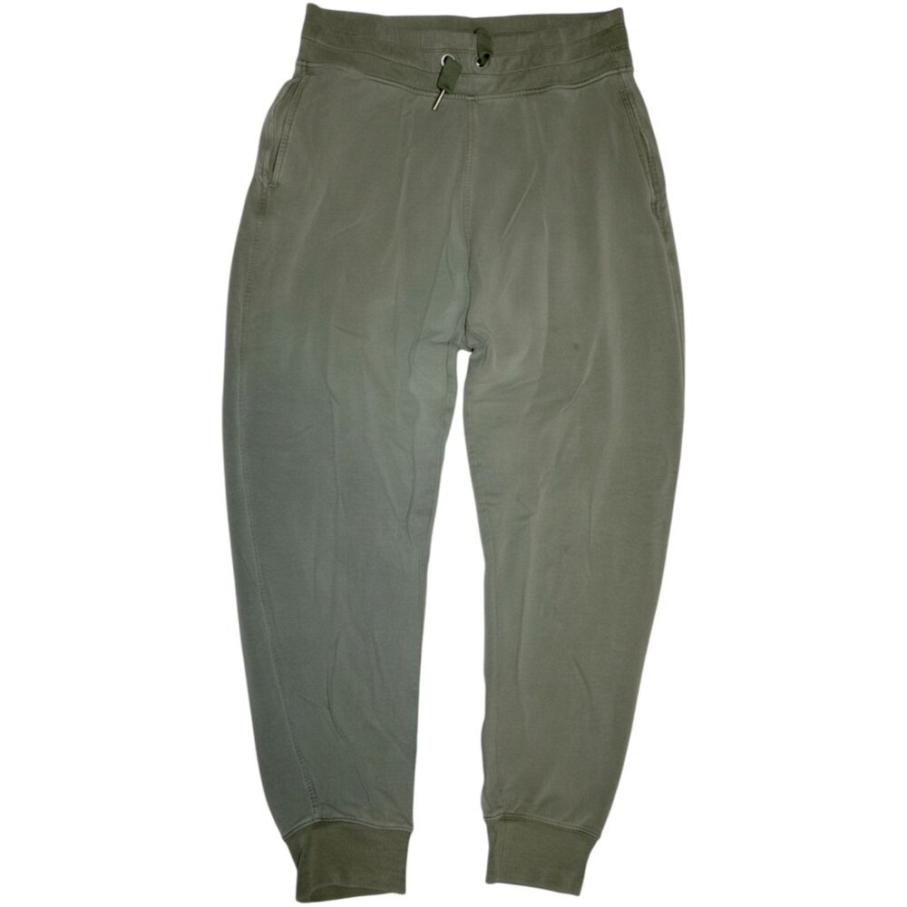 Mens Olive Green Jogger Pants With Drawstring Waist & Ribbed Ankles Athleisure